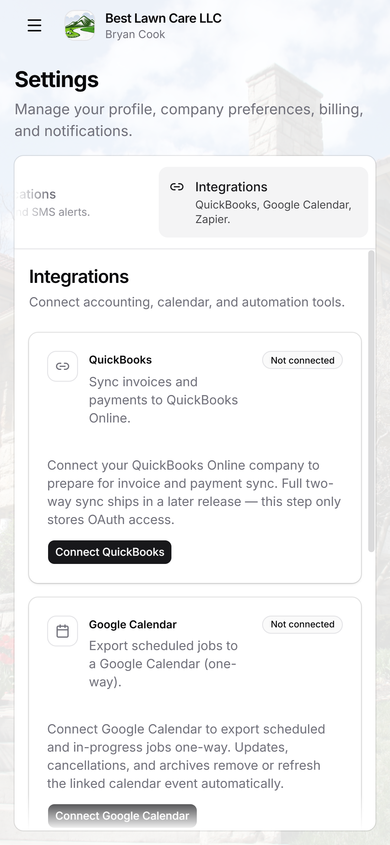 ServicePortal integrations on mobile
