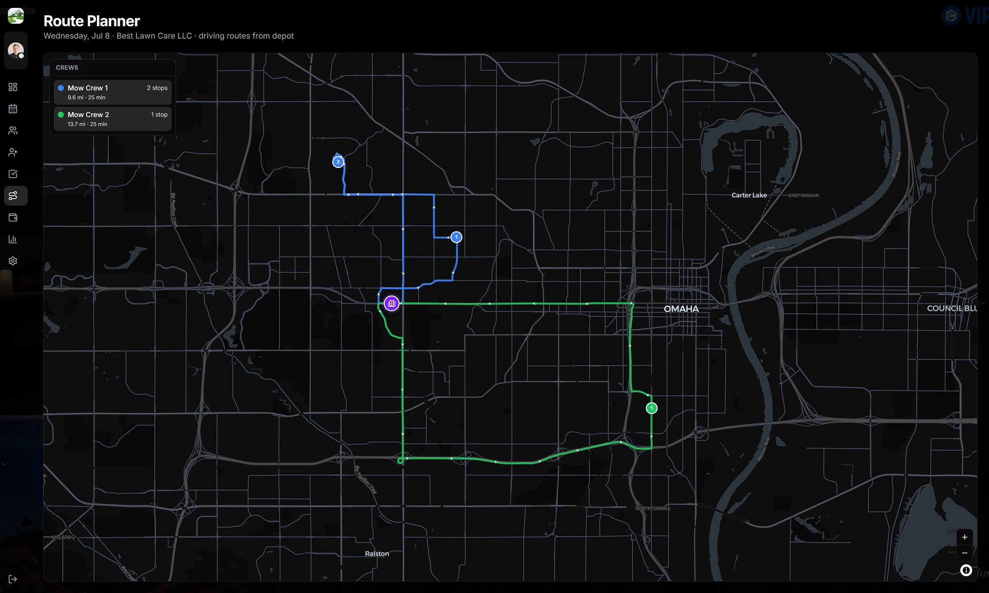 ServicePortal route planner map